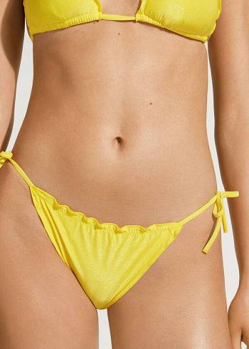 Abajo De Bikini Calzedonia Brazilian String Formentera Mujer Amarillo | CO2857DN