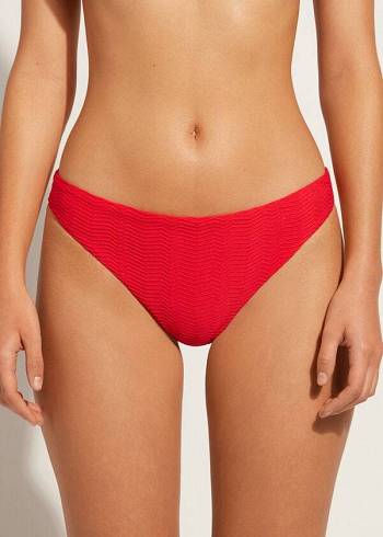 Abajo De Bikini Calzedonia Chevron Casablanca Mujer Rojas | CO2842PQ