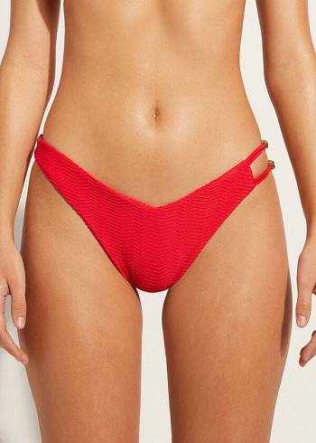 Abajo De Bikini Calzedonia Chevron High-Cut Brazilian Casablanca Mujer Rojas | CO2838FM