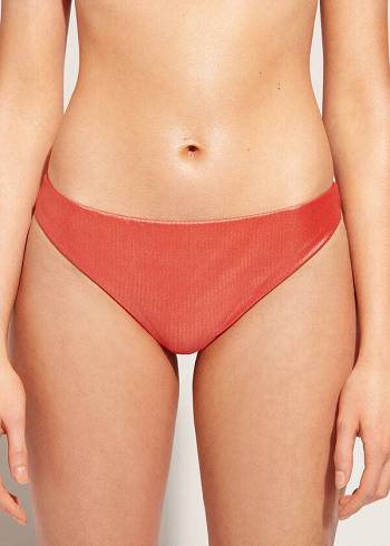 Abajo De Bikini Calzedonia Coated-Effect Antigua Mujer Coral Naranjas | CO2829CE