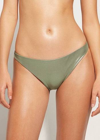 Abajo De Bikini Calzedonia Coated-Effect Antigua Mujer Verde | CO2830XF