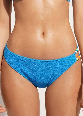 Abajo De Bikini Calzedonia Crinkled San Diego Mujer Azules | CO2816OR