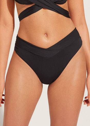 Abajo De Bikini Calzedonia High-Cintura V-Cut Brazilian Indonesia Mujer Negras | CO2730BC