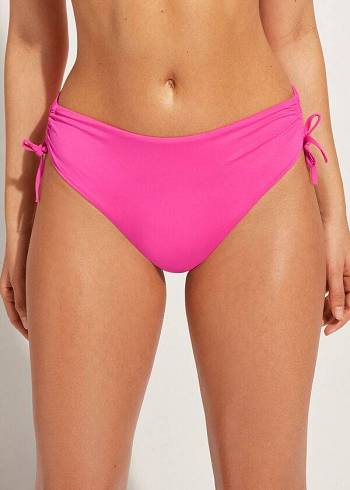 Abajo De Bikini Calzedonia High-Cintura Drawstring Indonesia Mujer Rosas | CO2734ZG