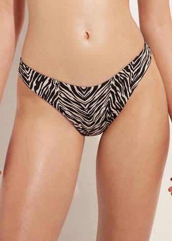 Abajo De Bikini Calzedonia High-Cut Brazilian Nairobi Mujer Negras | CO2742SO