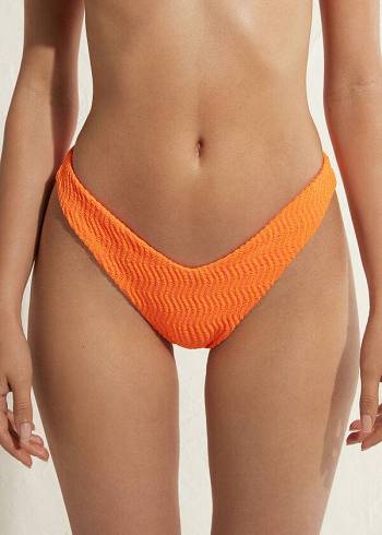 Abajo De Bikini Calzedonia High-Cut Brazilian Mykonos Mujer Naranjas | CO2744PQ