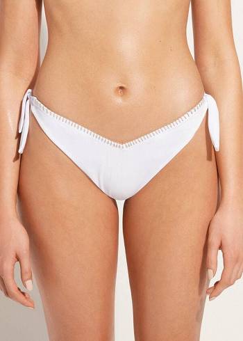 Abajo De Bikini Calzedonia High V-Cut Brazilian Mumbai Mujer Blancas | CO2778EX