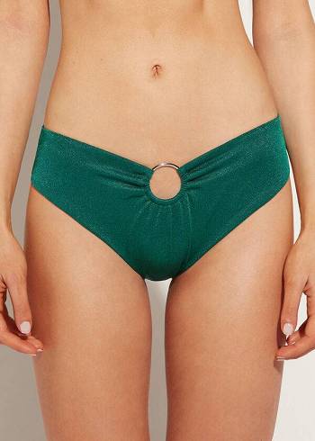 Abajo De Bikini Calzedonia Lamé High Cintura Hollywood Mujer Verde | CO2703UT