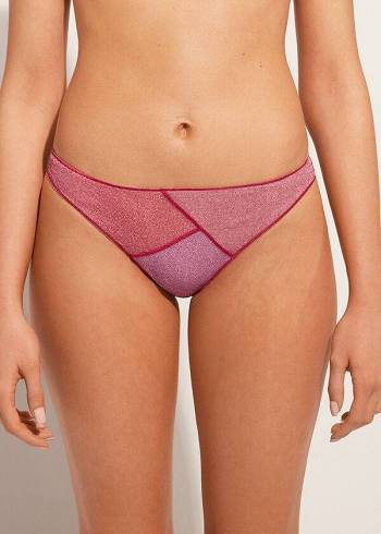 Abajo De Bikini Calzedonia Lamé Lisbona Mujer Rosas | CO2702IS