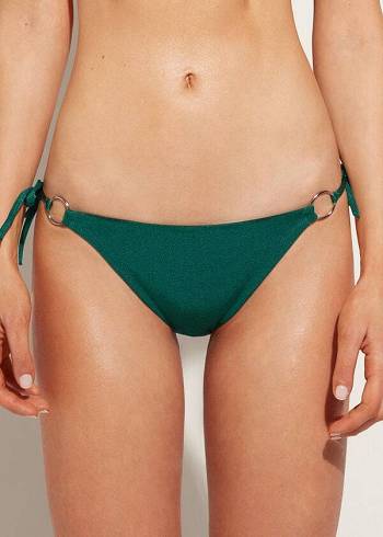 Abajo De Bikini Calzedonia Lamé String Hollywood Mujer Verde | CO2700PQ