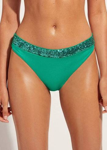 Abajo De Bikini Calzedonia Sequined Cannes Mujer Verde | CO2655WY