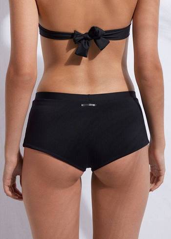 Abajo De Bikini Calzedonia Shorts Indonesia Mujer Negras | CO2639MA