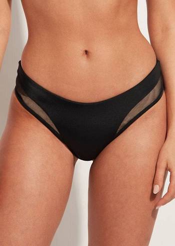 Abajo De Bikini Calzedonia Tulle Insert Shaped Cintura Tokyo Mujer Rosas | CO2534MA