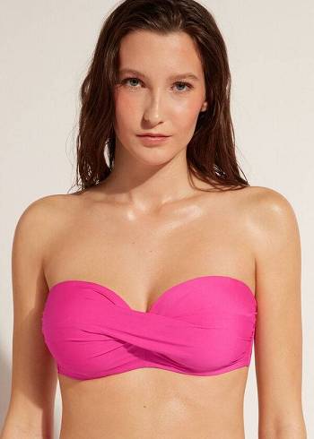 Arriba De Bikini Calzedonia Acolchado Bandeau Indonesia Eco cobey Mujer Rosas | CO2391DN