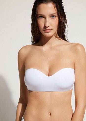 Arriba De Bikini Calzedonia Acolchado Bandeau Indonesia Eco cobey Mujer Blancas | CO2394PQ