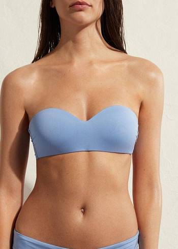 Arriba De Bikini Calzedonia Acolchado Bandeau Indonesia Eco Mujer Azules | CO2397UT