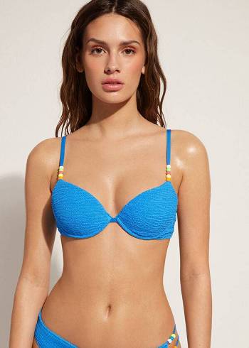 Arriba De Bikini Calzedonia Acolchado Push-Up San Diego Mujer Azules | CO2313DN