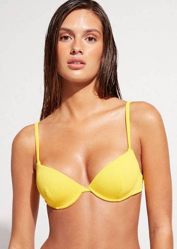 Arriba De Bikini Calzedonia Acolchado Push-up New York Mujer Amarillo | CO2318IS