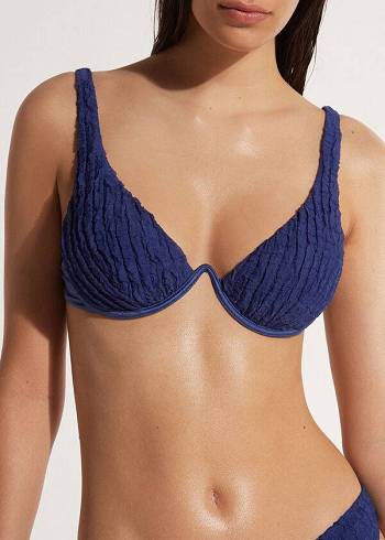 Arriba De Bikini Calzedonia Acolchado Push-up Marrakech Mujer Azul Marino | CO2327NB