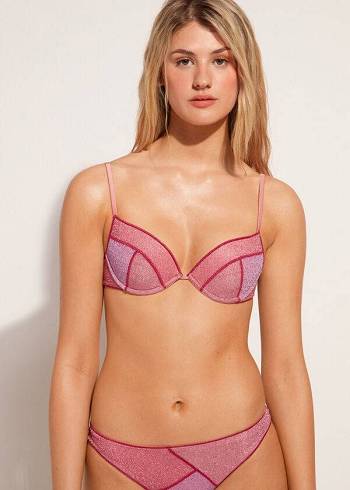 Arriba De Bikini Calzedonia Acolchado Push-up Lisbona Mujer Rosas | CO2331XF