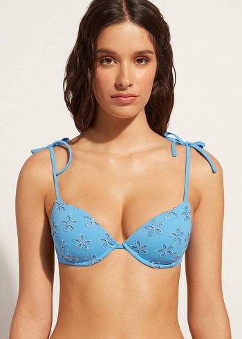 Arriba De Bikini Calzedonia Acolchado Push-Up Corfù Mujer Azules | CO2340SO