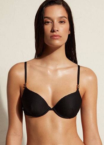 Arriba De Bikini Calzedonia Acolchado Push-Up Casablanca Mujer Negras | CO2345UT