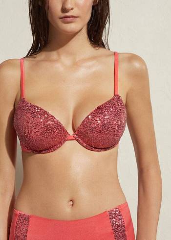 Arriba De Bikini Calzedonia Acolchado Push-Up Cannes Mujer Rosas | CO2353NB