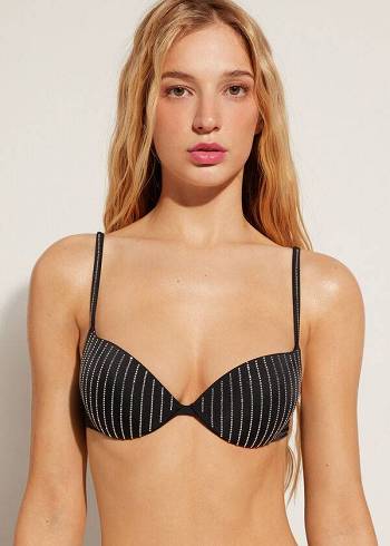 Arriba De Bikini Calzedonia Acolchado Push Up Shanghai Mujer Negras | CO2359LH