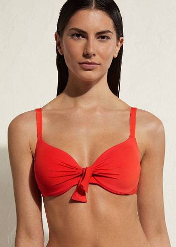 Arriba De Bikini Calzedonia Acolchado Push Up Indonesia Eco Sexy Mujer Rojas | CO2360KI