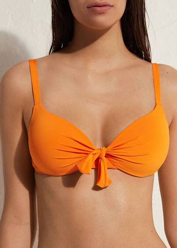 Arriba De Bikini Calzedonia Acolchado Push Up Indonesia Eco Sexy Mujer Naranjas | CO2363GL