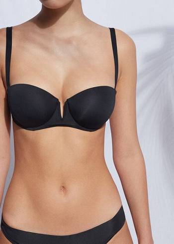 Arriba De Bikini Calzedonia Acolchado Push Up Indonesia Eco rosa Mujer Negras | CO2366SO