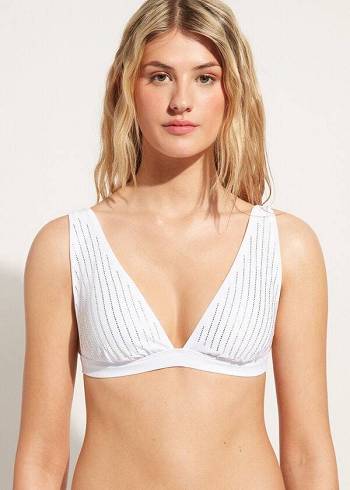 Arriba De Bikini Calzedonia Acolchado Triangle Shanghai Mujer Blancas | CO2254XF