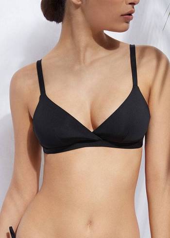 Arriba De Bikini Calzedonia Acolchado Triangle Indonesia Eco rosa Mujer Negras | CO2271SO