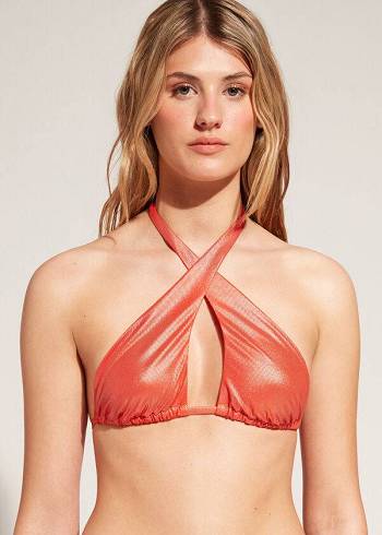 Arriba De Bikini Calzedonia Bandeau Antigua Mujer Coral Naranjas | CO2506WY