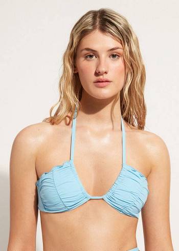 Arriba De Bikini Calzedonia Drawstring Bandeau Islamorada Mujer Azules | CO2480WY