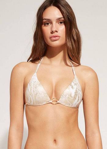 Arriba De Bikini Calzedonia Graduated Acolchado Triangle Melbourne Mujer Doradas | CO2446PQ