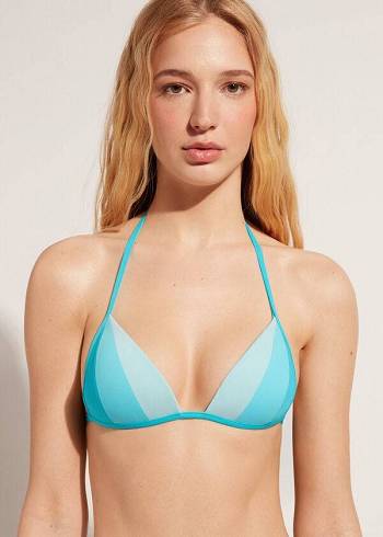 Arriba De Bikini Calzedonia Graduated Acolchado Triangle Azzorre Mujer Turquesa | CO2460CE