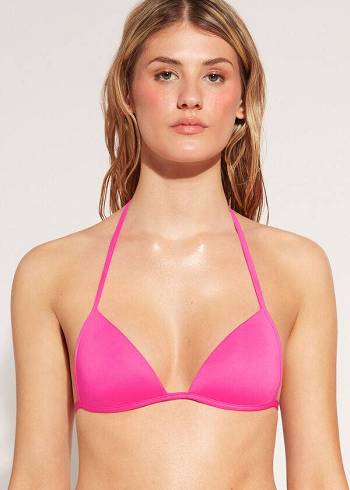 Arriba De Bikini Calzedonia Graduated Soft Acolchado Triangle Indonesia Mujer Rosas | CO2429QZ