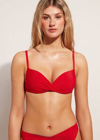 Arriba De Bikini Calzedonia Soft Graduated Super Acolchado Push-up Indonesia Mujer Rojas | CO2230VD