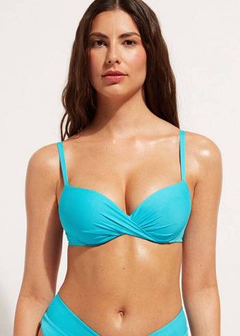 Arriba De Bikini Calzedonia Soft Graduated Super Acolchado Push-up Indonesia Mujer Turquesa | CO2231BC