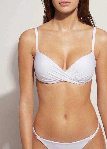 Arriba De Bikini Calzedonia Super Acolchado Push Up Indonesia Eco cobey Mujer Blancas | CO2214UT