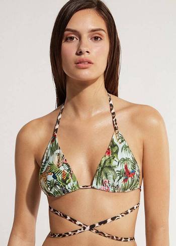 Arriba De Bikini Calzedonia Triangle String Nairobi Eco Mujer Verde | CO2135YU