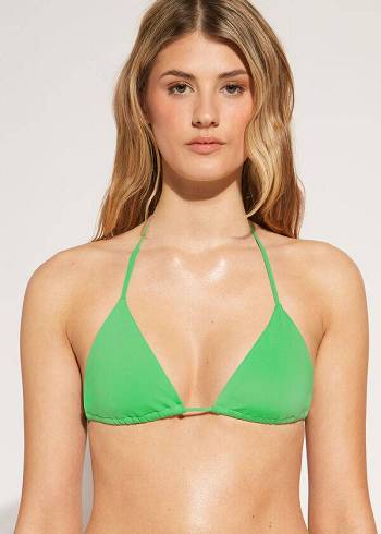 Arriba De Bikini Calzedonia Triangle String Indonesia Eco rosa Mujer Verde | CO2148LH