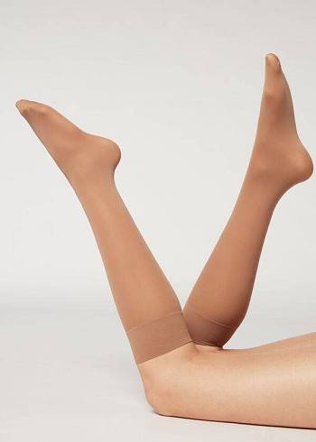 Calcetines Calzedonia 30 Denier Semi Opaque Microfiber Knee-Highs Long Mujer Beige | CO1960DN