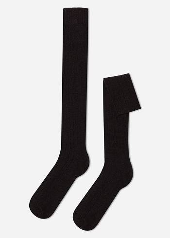 Calcetines Calzedonia Acanalado Lana and Cashmere Long Hombre Marrones | CO1415FM