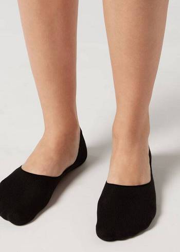 Calcetines Calzedonia Algodon Invisible Mujer Negras | CO1986DN