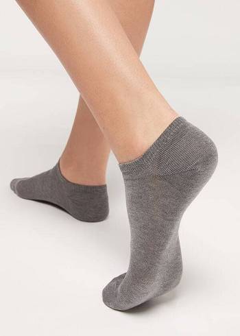 Calcetines Calzedonia Algodon No-Show Hombre Gris | CO1294VD