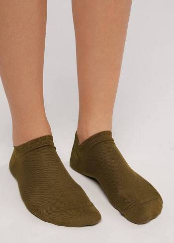 Calcetines Calzedonia Algodon No-Show Mujer Verde Oliva | CO1917CE