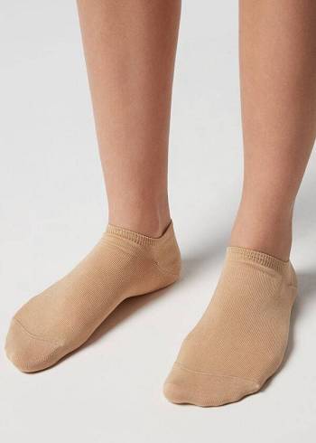 Calcetines Calzedonia Algodon No-Show rosa Mujer Marrones Beige | CO1905PQ