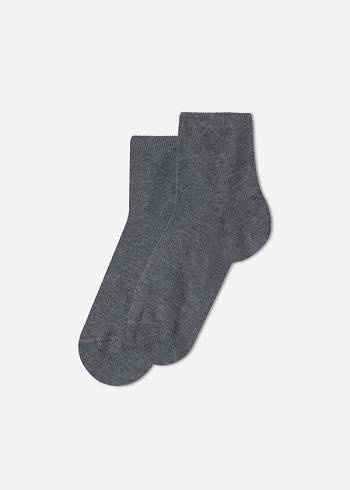 Calcetines Calzedonia Algodon with Fresh Feet Respirable Material Corta Niños Gris | CO1014EX